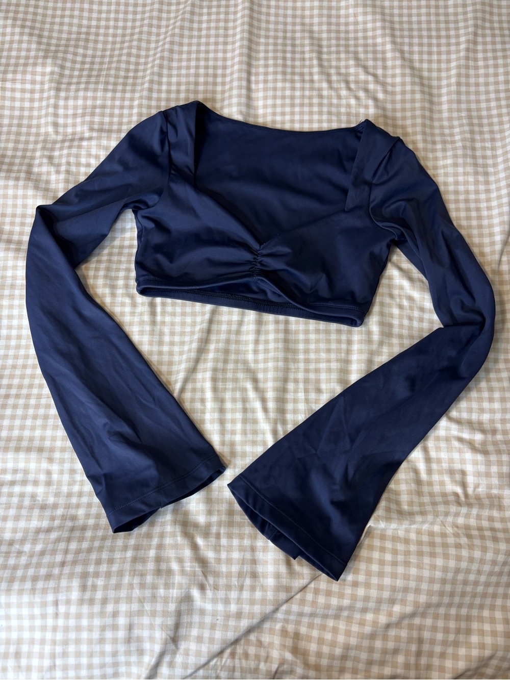 Fitness Fashioness City Girl Flared Long Sleeve Sports Top Elegant Navy